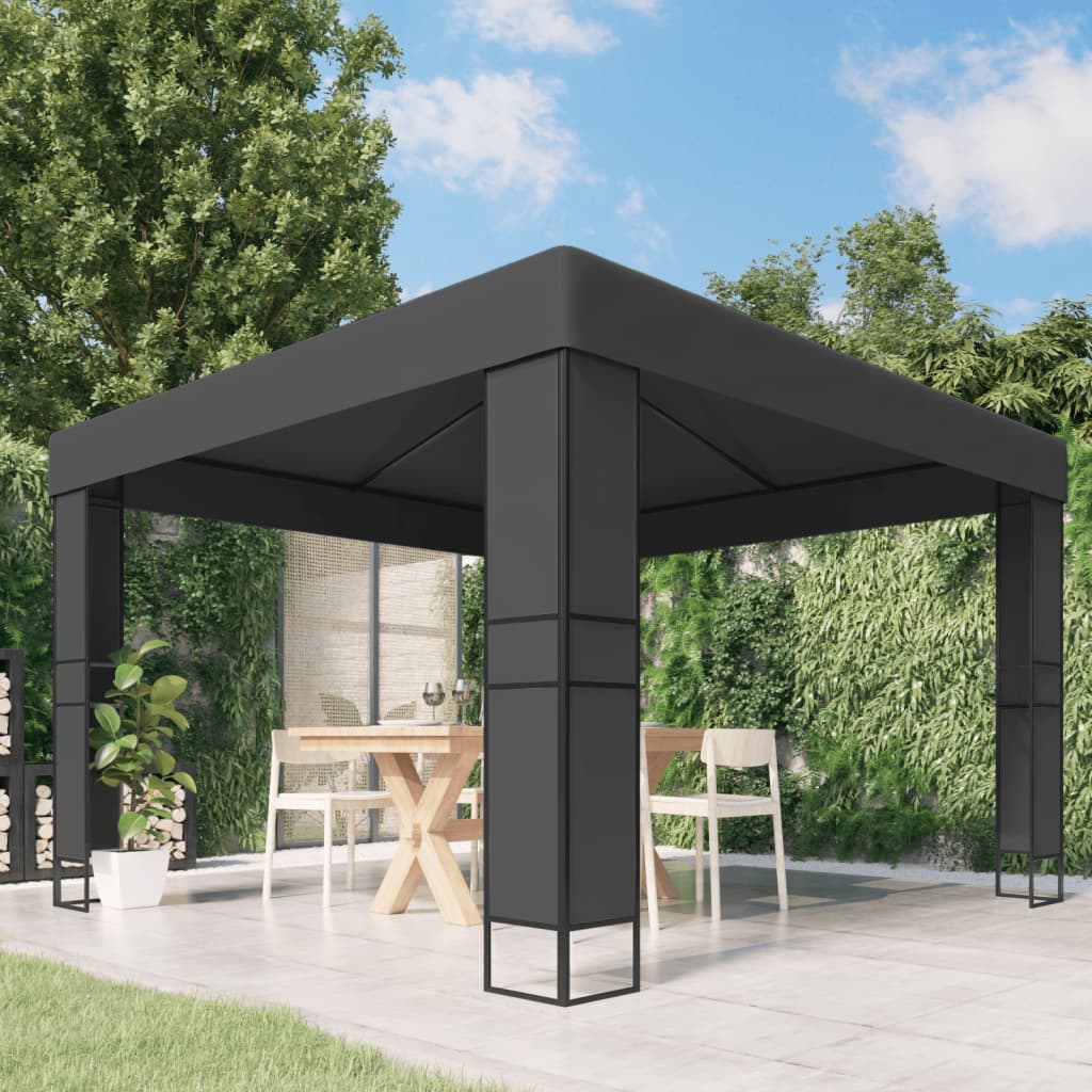 vidaXL Pavillon mit Doppeldach 3 x 3 m Anthrazit dunkelgraue