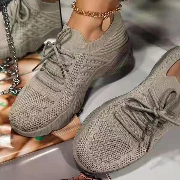 Women Sneakers Casual Shoes Comfortable Mesh Lace -Up Ladies Sport Shoes Wedges Chunky Women 'S Vulcanized Shoes Females Sneakers