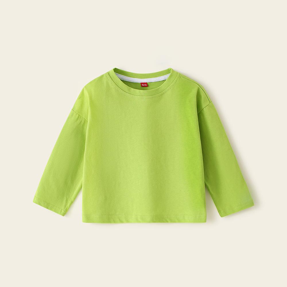Winter Korean Style Girls' Candy Long Sleeve Cotton Base Shirt Children's Clothing All-Match Candy Basic Boys' Round Neck T-shirt