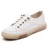 Fashion Genuine Leather Women Soft Sole Walking Shoes Girl Student 2026 Sneaker White Black Flats Female Casual Skate Trainers Summer