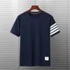 Men's 2022 Summer Four-Bar Short-Sleeve Printed T-Shirt, Loose Fit, Trendy Round Neck Tops