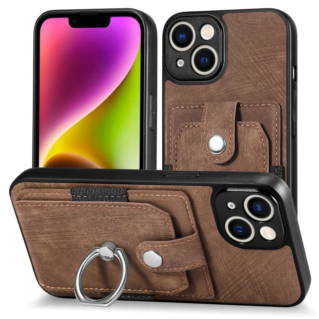 Ring Holder Leather Cards Solt Wallet Case for iPhone 14 16 Pro Max 13 11 12 Mini 15 Plus XS XR Se 2025 Magnetic Stand Bag Cover