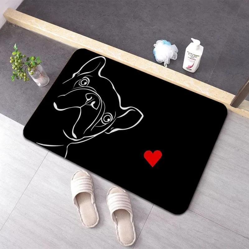 Plush Soft Non-slip Absorbent INS Style French Bulldog Print Mat for Bathroom Bedroom Laundry Room Rug Carpet Home Decor