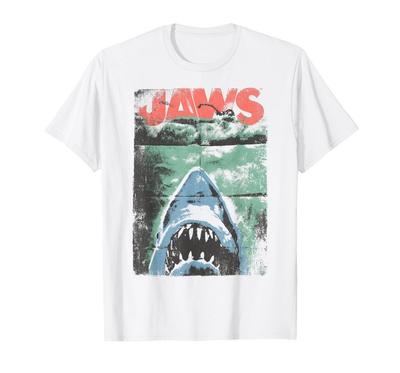 Jaws Distressed Retro Movie Poster Graphic T-Shirt T-Shirt