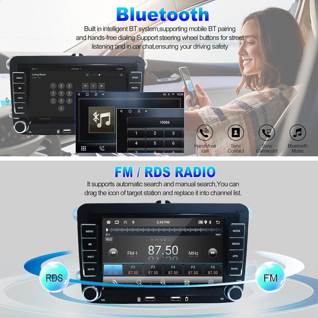 2G+32G /1G+32G Android 13 7 Inch IPS Screen Wireless CarPlay Android Auto Car Stereo for VW Jetta Sedan Passat Tiguan CC Golf Skoda Radio