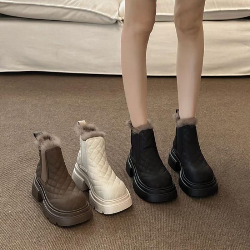 New Thick-soled Height-increasing Snow Boots, Fleece and Thickened Warm Cotton Shoes, Casual Short Boots