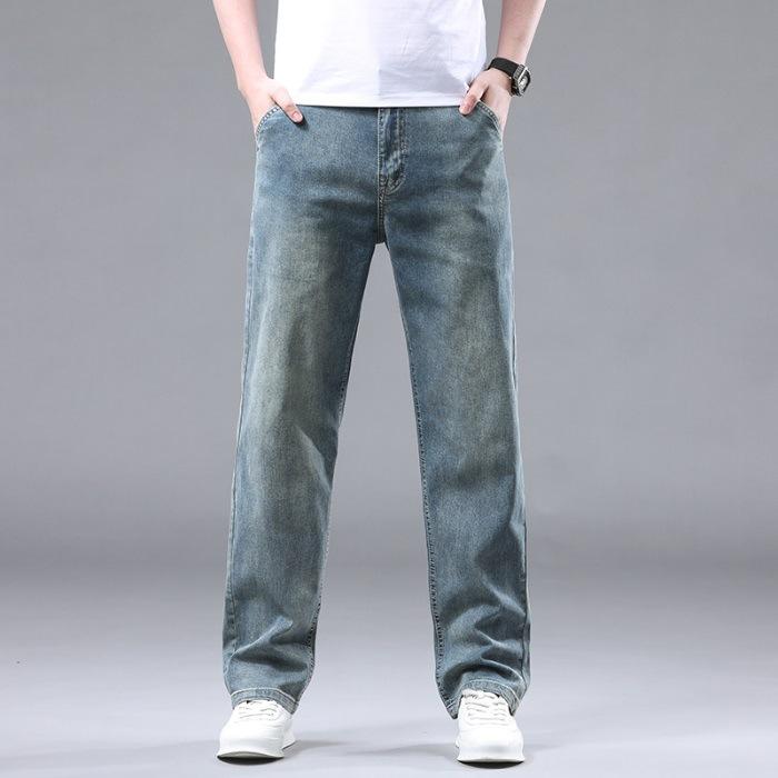 Neue Sommer Jeans Reine Baumwolle Locker Gerade Business Mittelalter und Junge Hosen