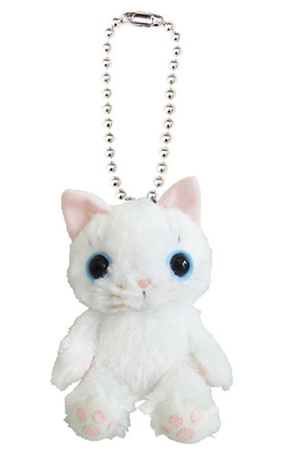 

Naito Design Laboratory s Maru no Osanpo Mascot, Mikemaru, Cat, 12cm Tall, White, with Ball Chain, Plush Toy
