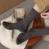Men'S Socks Warm Imitation Cashmere Socks Solid Color Vertical Striped Mid-Leg Casual Socks Business Men'S Socks Are All Sizes