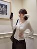 Kumikumi Pure Desire White Lace-Up V-Neck T-Shirt for Women - Autumn Slimming Casual Top