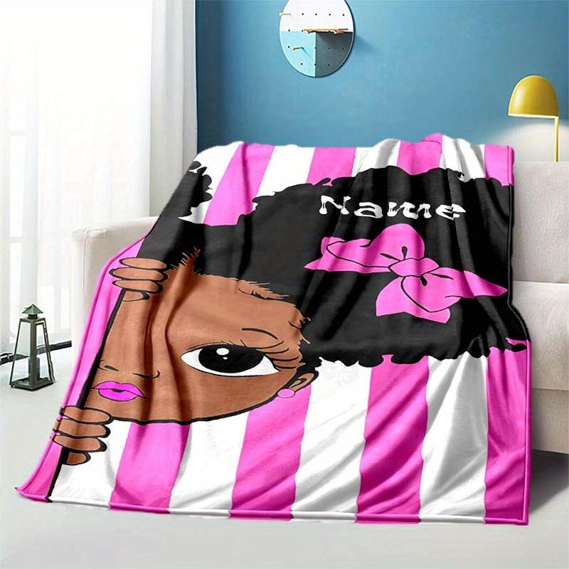 Black Girl Style Customize Your Name Blanket Used For Chair Office Sofa Bed Camping Soft And Warm Giving Friends And Relatives Birthday Graduation