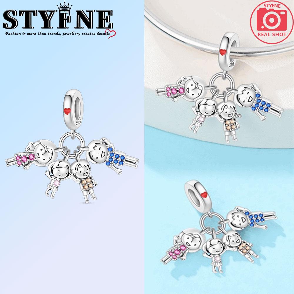 Copper Happy Fanmily Holding Hands Heart Charms Beads Fit Original Bracelet Necklace Fine Jewelry Women Diy Gifts