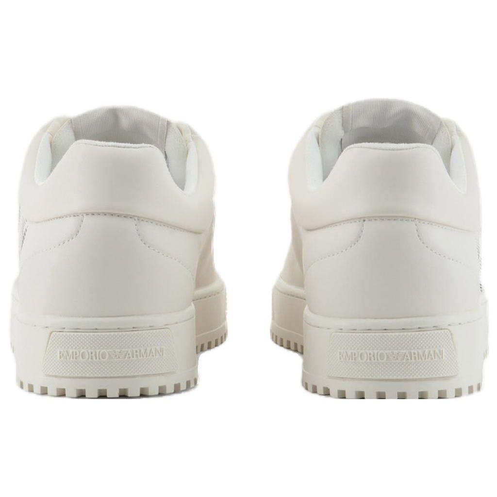 Emporio Armani Leather Round Toe Lace-Up Low-Top Sneakers Men Sneakers White X4X643XN95200894