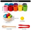 Fun Wood Color Sorting Cups and Balls Toy to Develop Children Hand Eye Coordination and Logical Thinking Ability