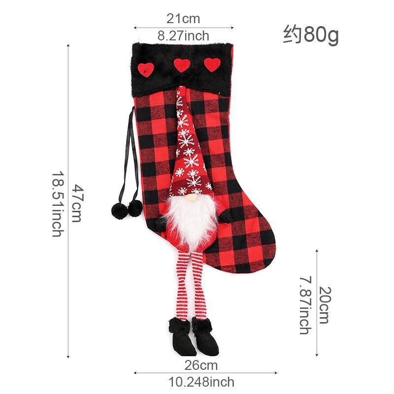 Weihnachts-Süßigkeitstüten Geschenk Plüsch Gitter Weihnachtsstrümpfe Süßigkeiten Geschenktüte Kreative Hängedekoration Neujahr Weihnachtsfeier Geschenktüte