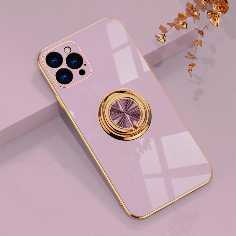 Soft Square Phone Case For iPhone 11 12 13 14 15 Pro Max XS X XR 7 8 Plus SE  Mini Stand Ring Silicone Shockproof Cover