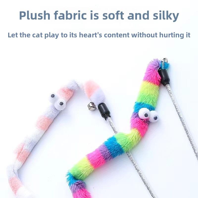 Pet Toy, Big Eyes Rainbow Caterpillar Cat Toy, Soft Flannel To Relieve Boredom and Have Fun, Cat Toy