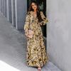 2025 Women's Fashion Long Sleeve Evening Dress - European & American Print Design