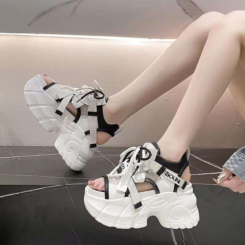 Fashion Summer kawaii Women Sneakers Mesh High Platform Trainers White Shoes Heels Wedges Sandals Breathable Woman Casual Summer Shoes