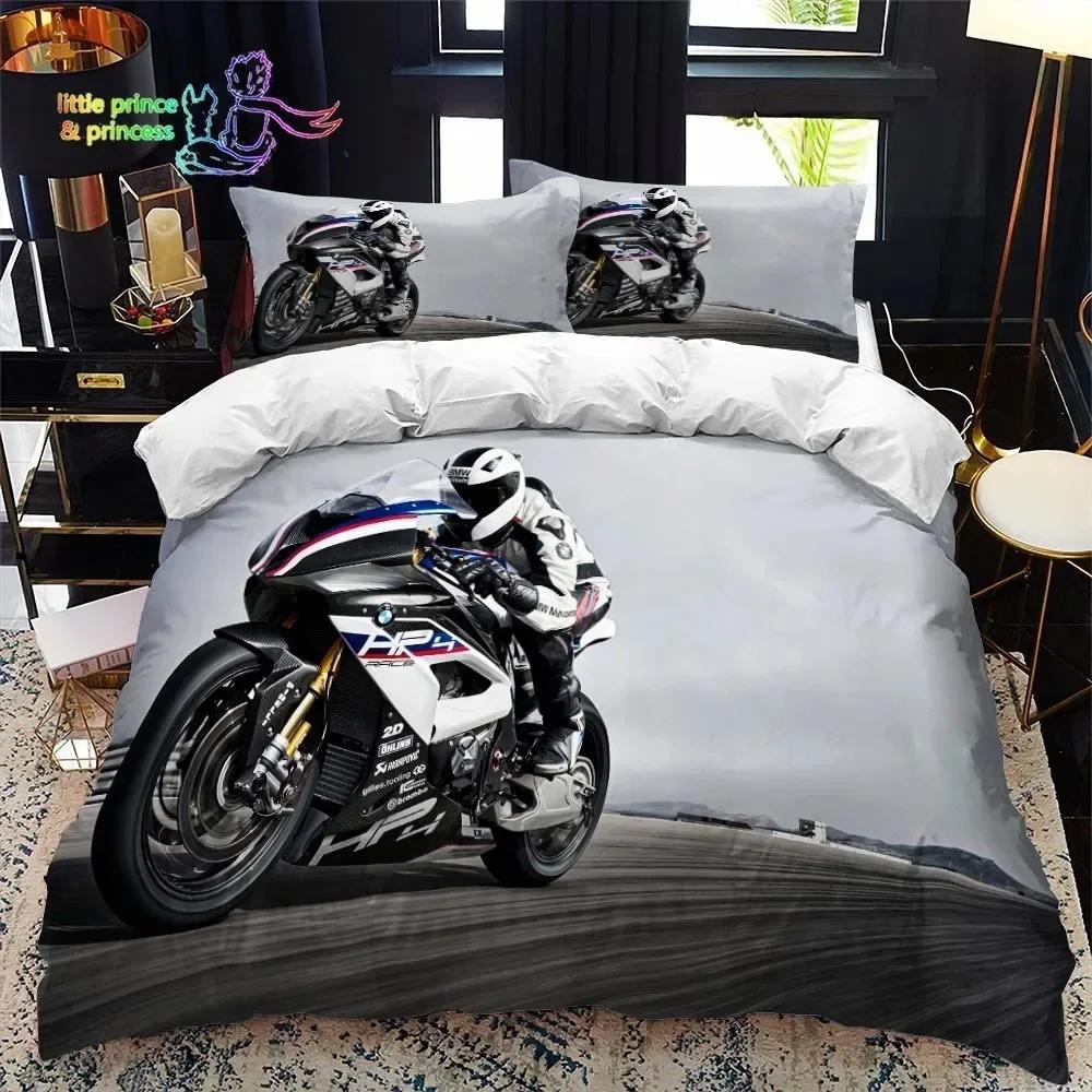 Motorradfahrer 3D Bettbezug Bettwäscheset Bettdecke Leinen Kissenbezüge Heimdeko Einzel Doppel Twin King Queen