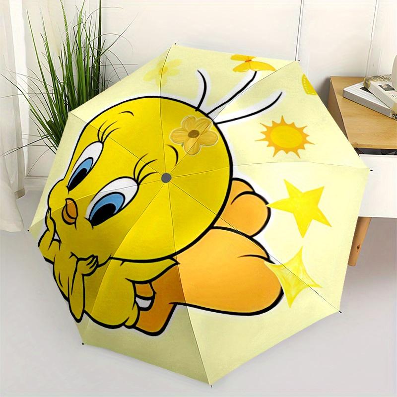 1pc Tweety Bird Looney Tunes Automatic Open/close Folding Portable Umbrella with 8-Rib Structure for Women/Men, All-Season Use  a0901026
