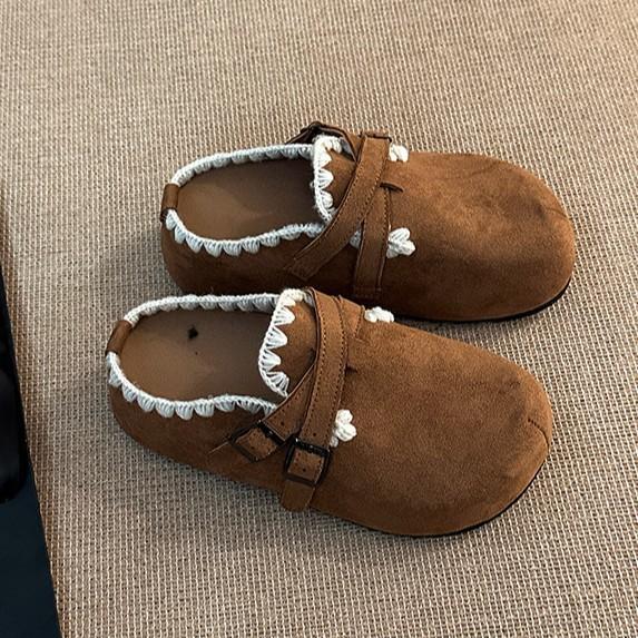 2025 Retro Versatile Fashion Niche Baotou Half Slippers Women's Autumn and Winter Design Belt Buckle Casual Slippers