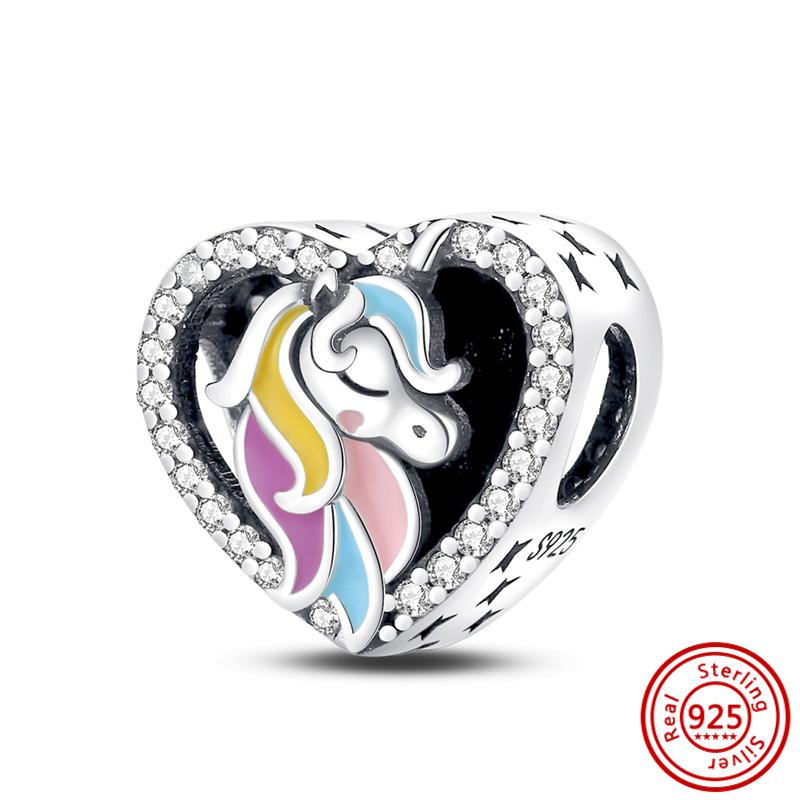 Neue 925 Sterling Silber Pfote Farbe Lächeln Fisch Einhorn Glühwürmchen Clips Anhänger Dangle Passend Original Armband DIY Schmuck