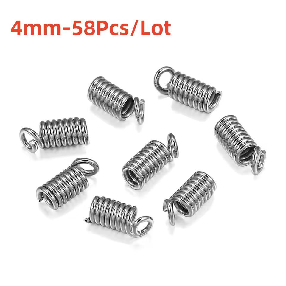 

58 шт./лот Металлические пружинные обжимные застежки Кожаные концы Застежки Концевые колпачки Соединители Для DIY Браслет Ожерелье Ювелирные изделия Изготовление Принадлежности 4MM-58Pcs/Lot серебряный