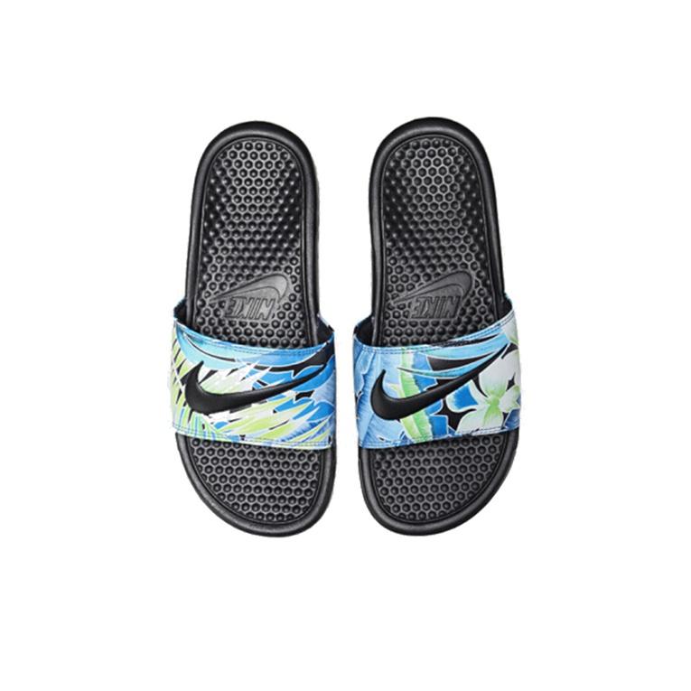 Nike Benassi Thick Sole Outdoor One-Piece Floral Trend Rubber Non-Slip Slide Sandals Women Footwear Black 618919-029