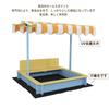 Covered Wooden Sandbox, Wooden Sandpit for Kids, Sand Play, Striped Roof with Sunshade, Adjustable Height, and Waterproof Sheet, Kids' Play Area,