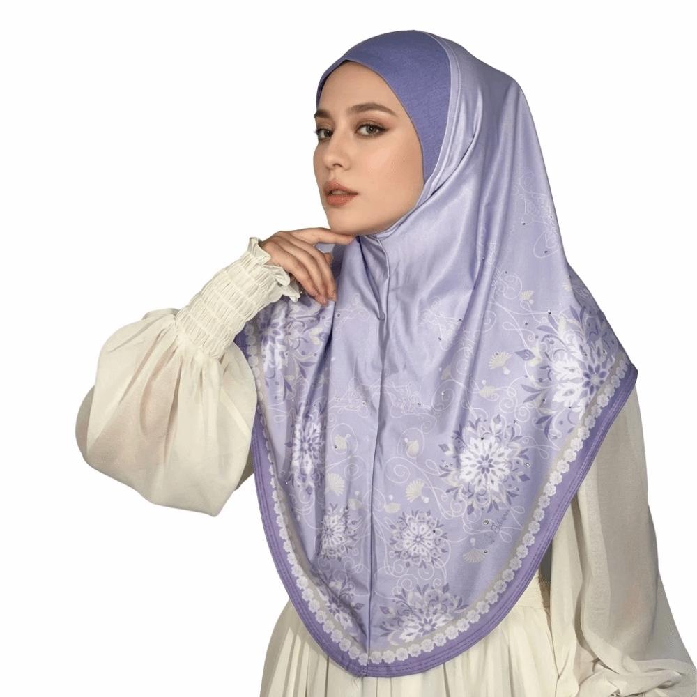 

Breathable Eid Al-Fitr Long Floral Turban Adjustable Cotton Printed Arab Lady Headscarf Versatile Multiple Colors