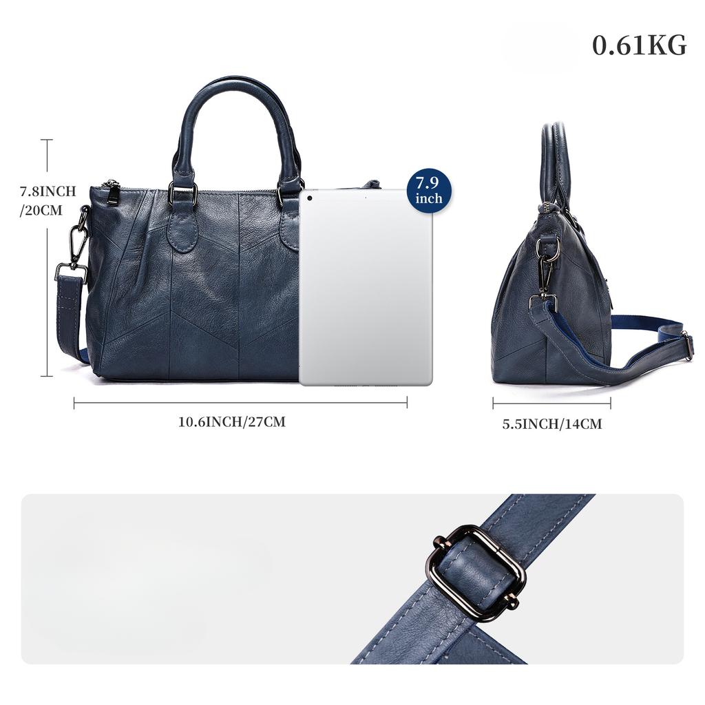 Genuine Leather Vintage Handbag for Women Top-grain Cowhide Fashionable Single-shoulder Crossbody Bag for Women