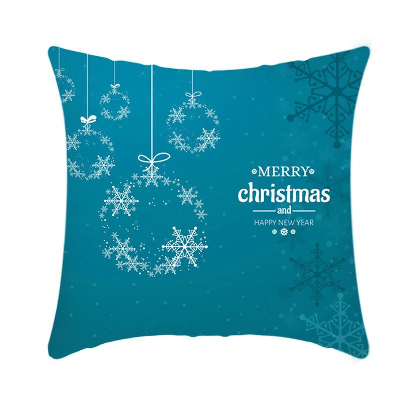 Christmas Blue Ice Snow Deer Digital Printing Short Plush Pillow Covers For Car Sofa Office Cushion Cover Home Goods 60X60Cm