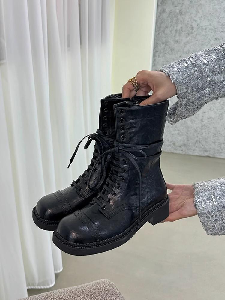 Retro Martin boots children's 2025 autumn and winter new women's boots thick-soled short boots niche design sense lace-up short boots women