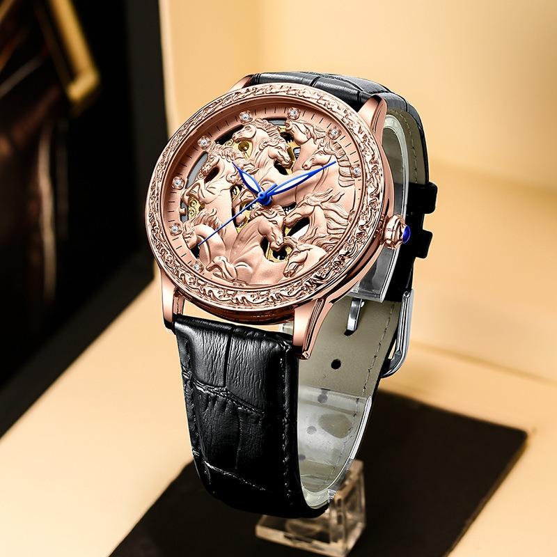 Kingston D engraving eight horses fashion hollow mechanical watch watch