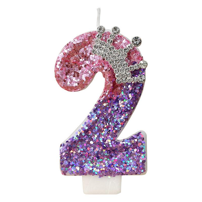 Birthday Number Candle Color Changing Creative 0-9 Number Candle Princess Crown Celebration Party Event Decoration Candle