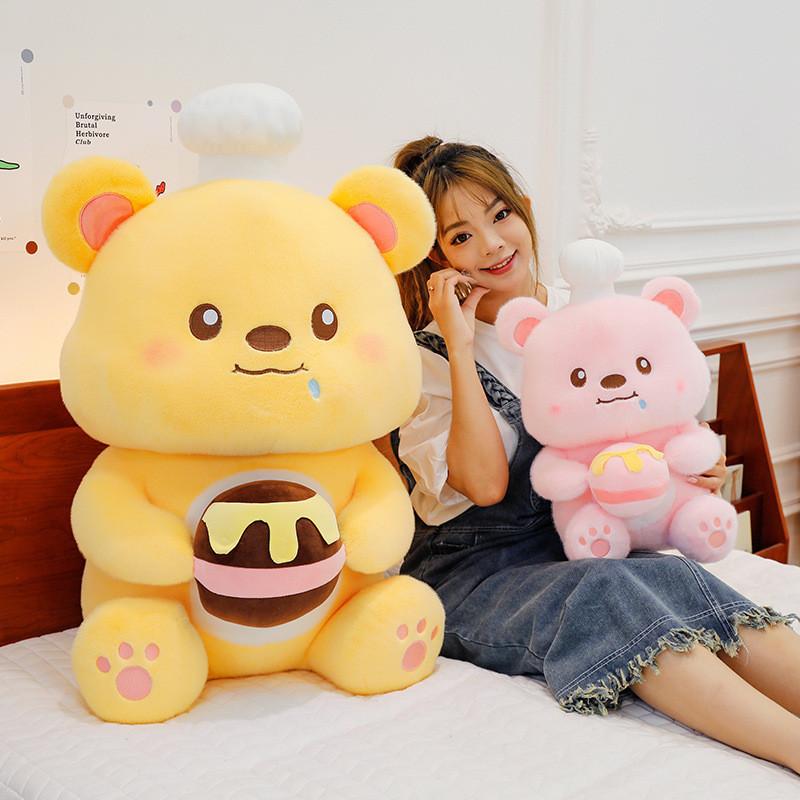 Plush Bear Toy Chef Honey Pot Bear Cartoon Animals Fill Doll Xmas Gifts Garnish
