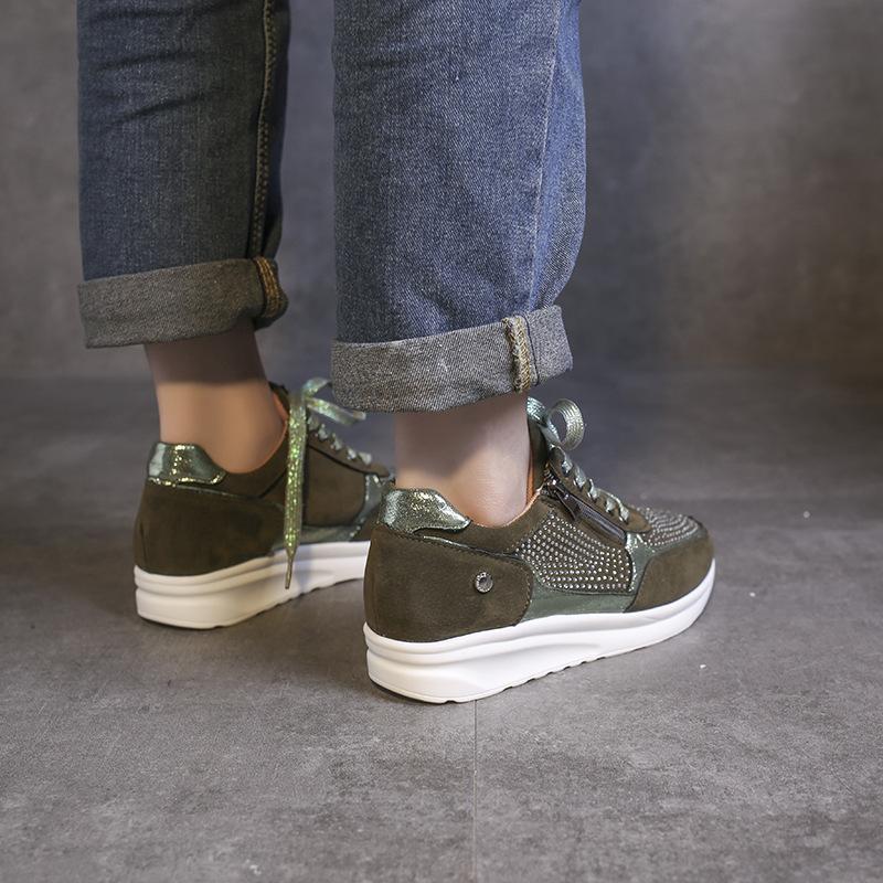 New Flat Casual Round Toe Rhinestone Single Shoes Women's Fashion Sports Casual Shoes Women's Board Shoes