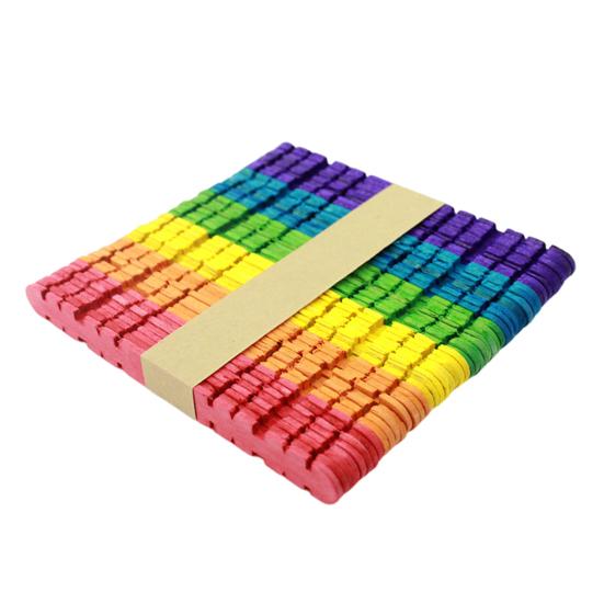 100Pcs Ice Cream Sticks Popsicle Sticks Round Edge Design Wooden Treat Sticks