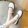 Vintage Small Leather Shoes Spring New Mouth Low Heel Color Blocking Versatile Single Shoe Simple Comfortable Women's Shoes