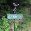 Decorative Flower Bed Edging Retro Bird Garden Stake, Metal Sign Rustic Aged Iron Lawn Stakes Yard Decoration with Stake for Bed, Durable Plant