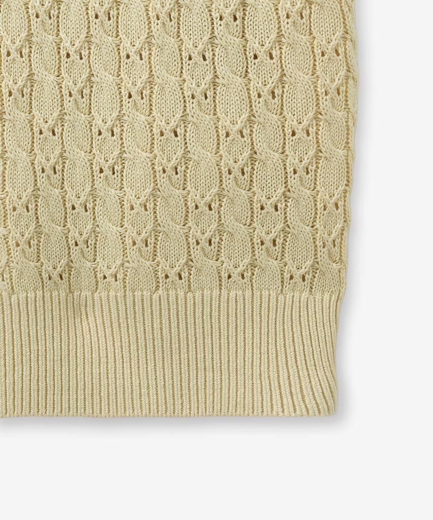 MINAV Strong Cotton Cable Punch Collar Knit [Butter Lemon]
