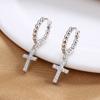 Earrings Femininity High-End Zircon Light Luxury Cross Star And Moon Asymmetric Ear Buckle Jewelry