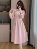 Pink Cheongsam Long Sleeve Bridesmaid Dress - Spring Engagement and Homecoming Style