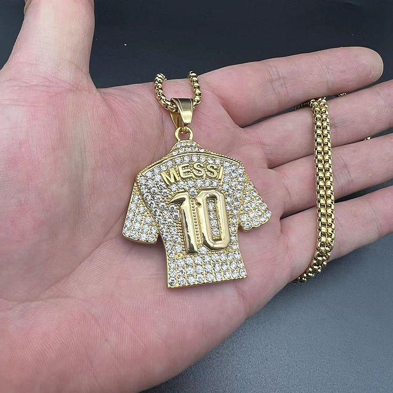 HNSP Lionel Messi Cristiano Ronaldo Jersey Pendant Chain Necklace For Men Boy Soccer Fan Gifts Football Zircon Accessories