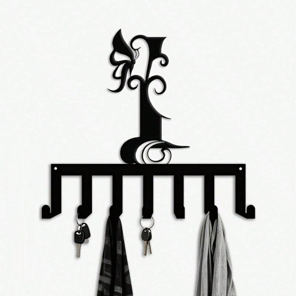 Vintage L Shaped Key Holder 7 Hooks Wall Decor Durable Entryway Bedroom Housewarming Gift