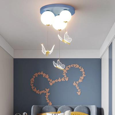 Einfache und Moderne Schlafzimmerlampe Mit Kugel Schmetterling Warm und Romantisch Deckenleuchte Für Kinderzimmer Pendelleuchte Innenbeleuchtung