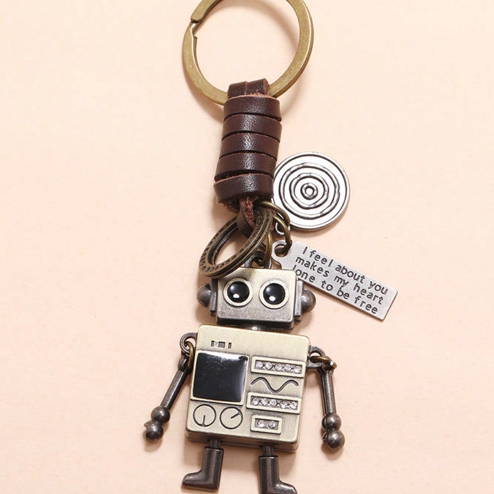 Simple and Personalized Retro Woven Hands and Feet Movable Robot Keychain Creative Girl Bag Pendant
