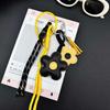 Yogodlns Trendy PU Leather Sunflower Bag Pendant Contrasting Cartoon Five Petal Flower Keychain Fashion Car Keyring Bag Pendant Women