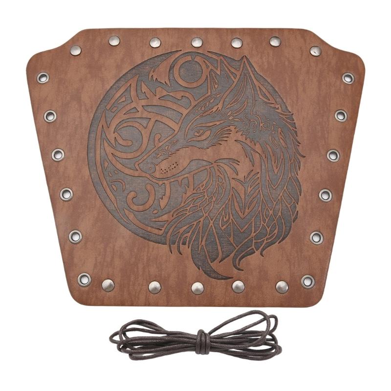 Тиснение Голова Волка Наручи Защита Рук Косплей Костюм ПУ Наручи Нарукавник для Сценического Исполнителя коричневый